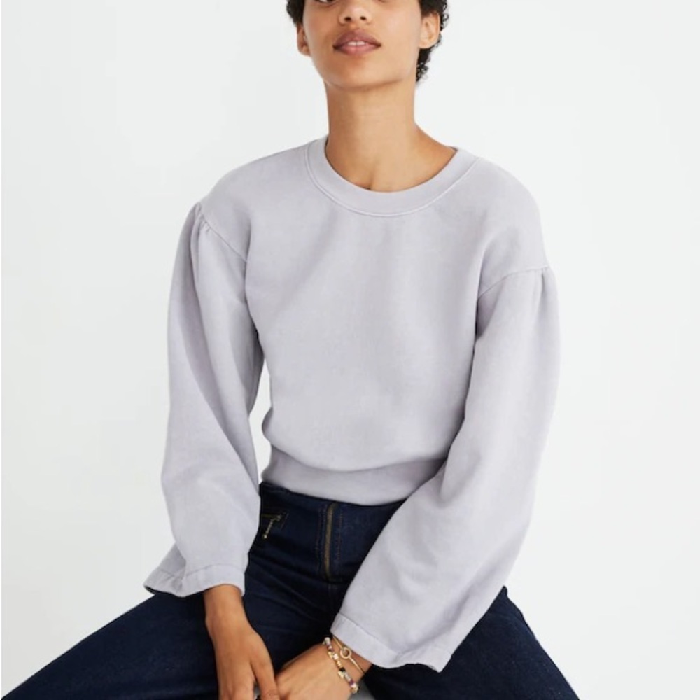 Madewell x Karen Walker Garment-Dyed Crop Crewneck Sweatshirt Womens Small Lilac